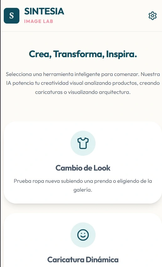 Sintesia Image Lab - Pantalla 1