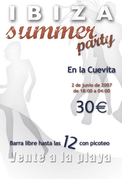 Cartel Ibiza Summer Party para La Cuevita diseñado por Jorge Planas