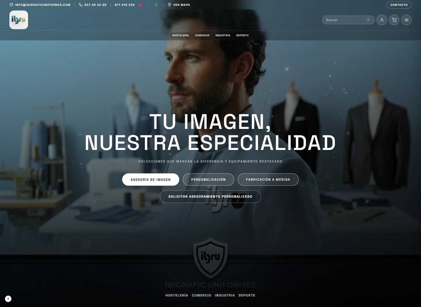 Portada de la tienda online de uniformes profesionales Ibigrafic